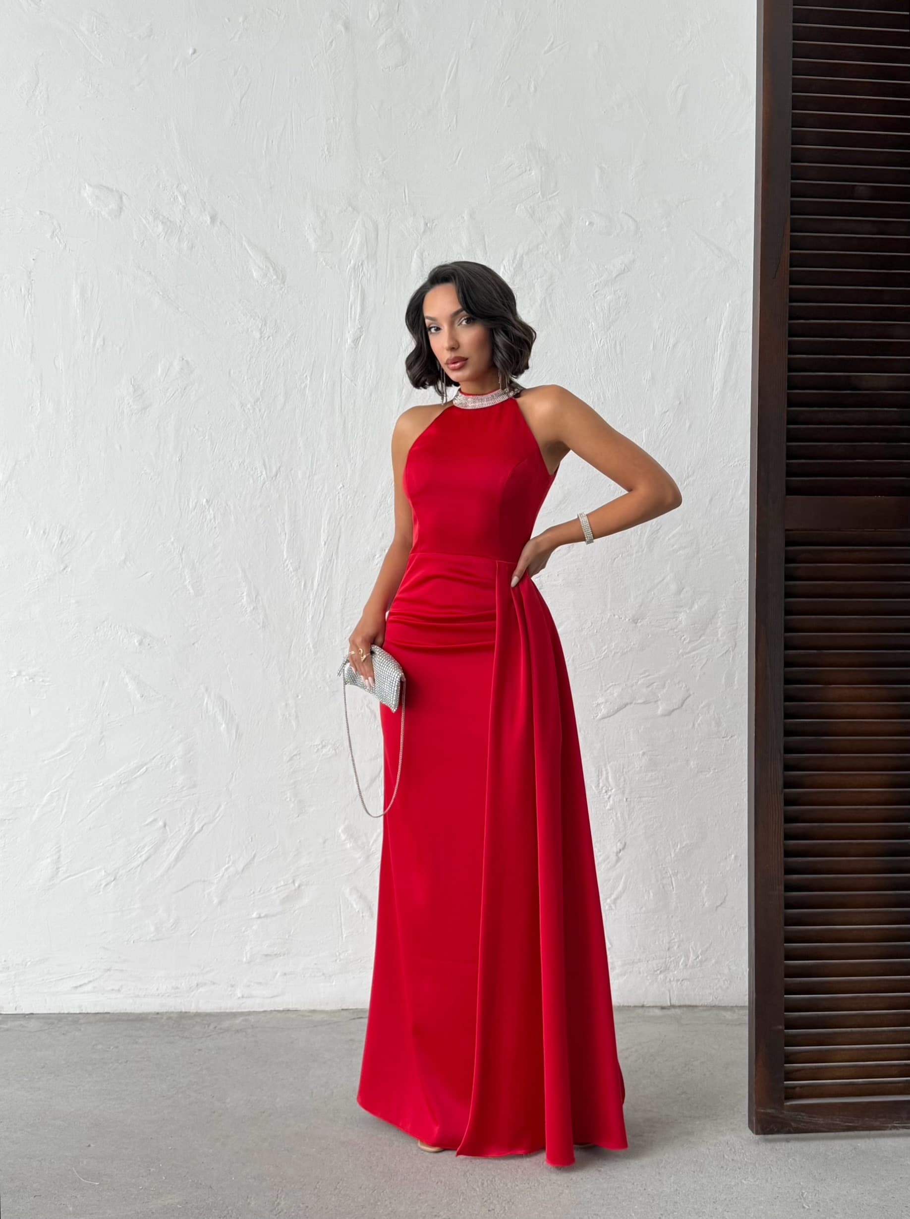 Halter Yaka Saten Abiye