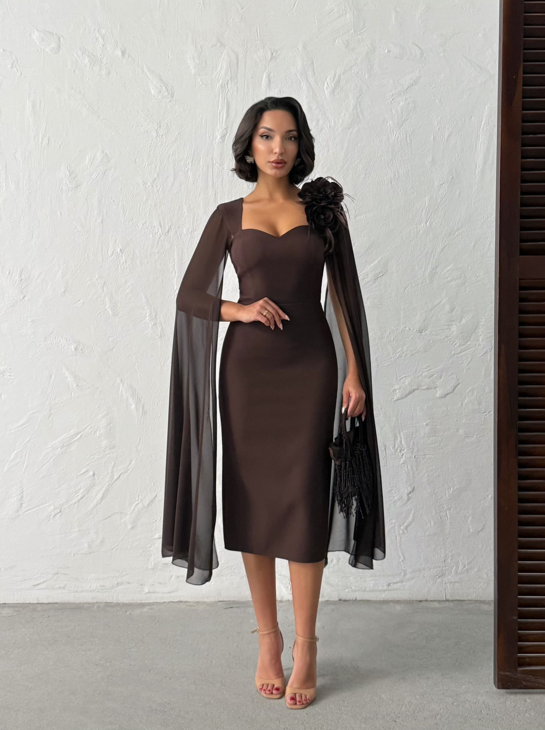 Pelerinli Abiye Elbise